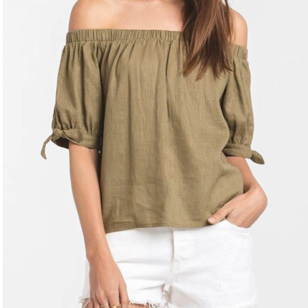 army green off the shoulder top - NWT